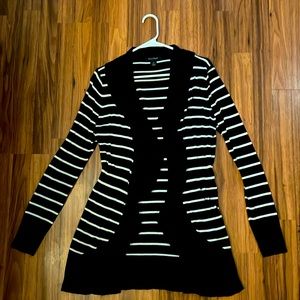 White House black market, black and white cardigan.